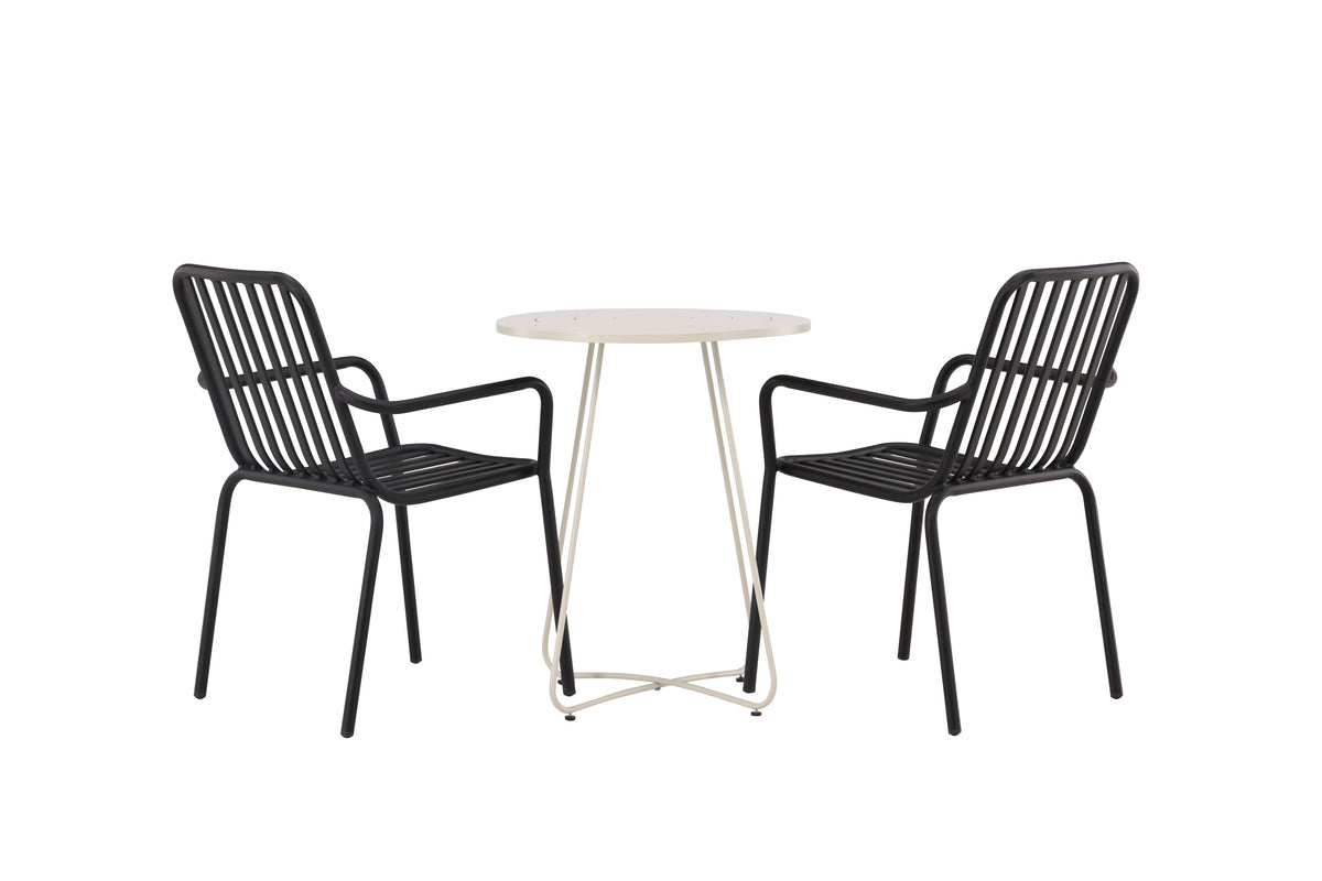 Venture Design Peking & Bacong Matstolar 2-pack Svart + Cafebord Ø60 Beige