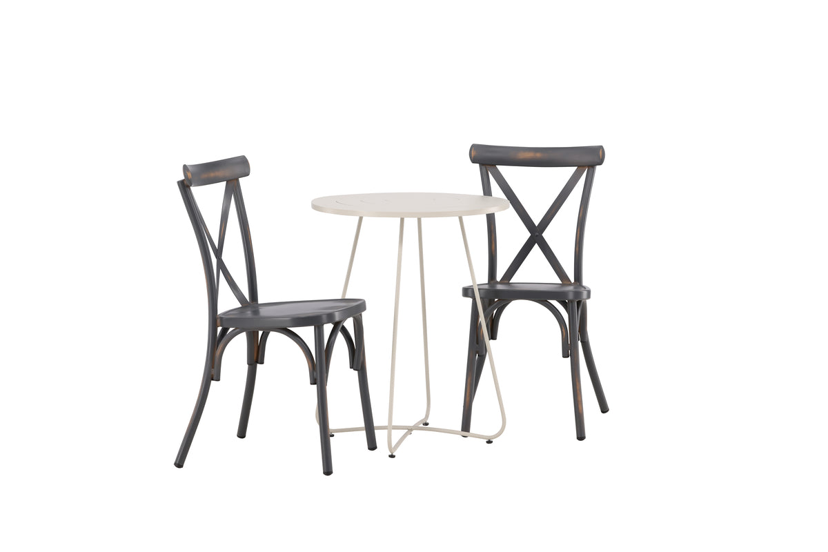 Venture Design Tablas & Bacong Matstolar 2-pack Mörkgrå + Cafebord ⌀60 Beige