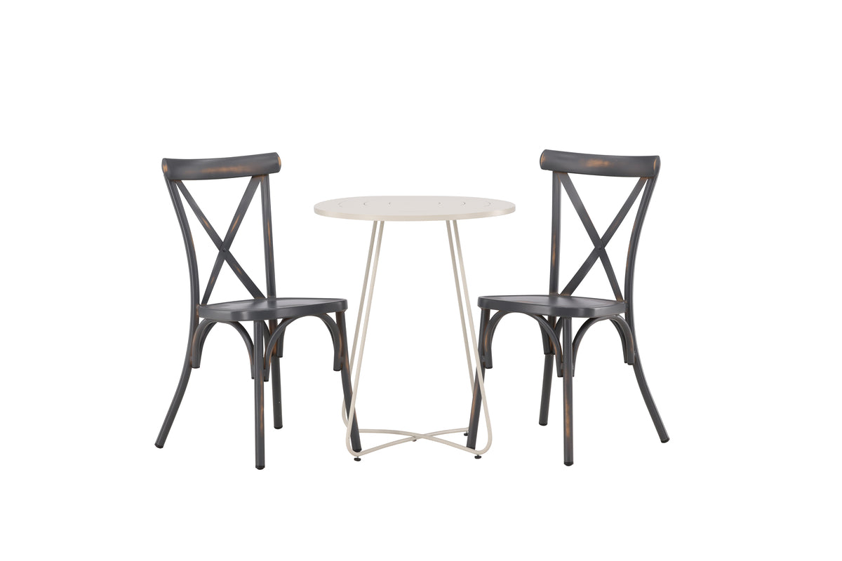 Venture Design Tablas & Bacong Matstolar 2-pack Mörkgrå + Cafebord ⌀60 Beige