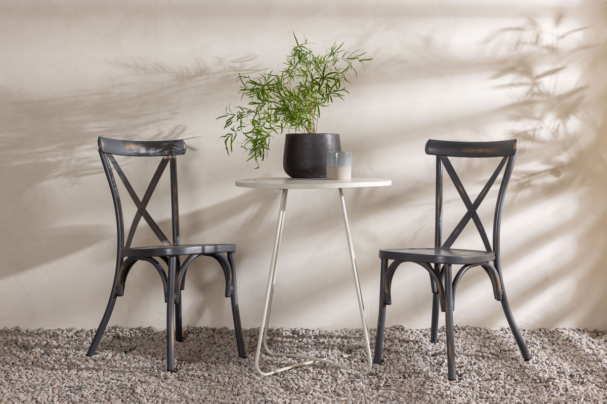 Venture Design Tablas & Bacong Matstolar 2-pack Mörkgrå + Cafebord ⌀60 Beige