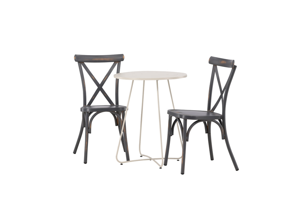 Venture Design Tablas & Bacong Matstolar 2-pack Mörkgrå + Cafebord ⌀60 Beige