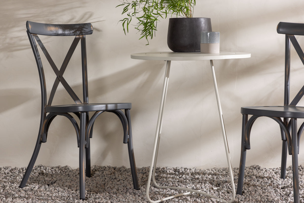 Venture Design Tablas & Bacong Matstolar 2-pack Mörkgrå + Cafebord ⌀60 Beige