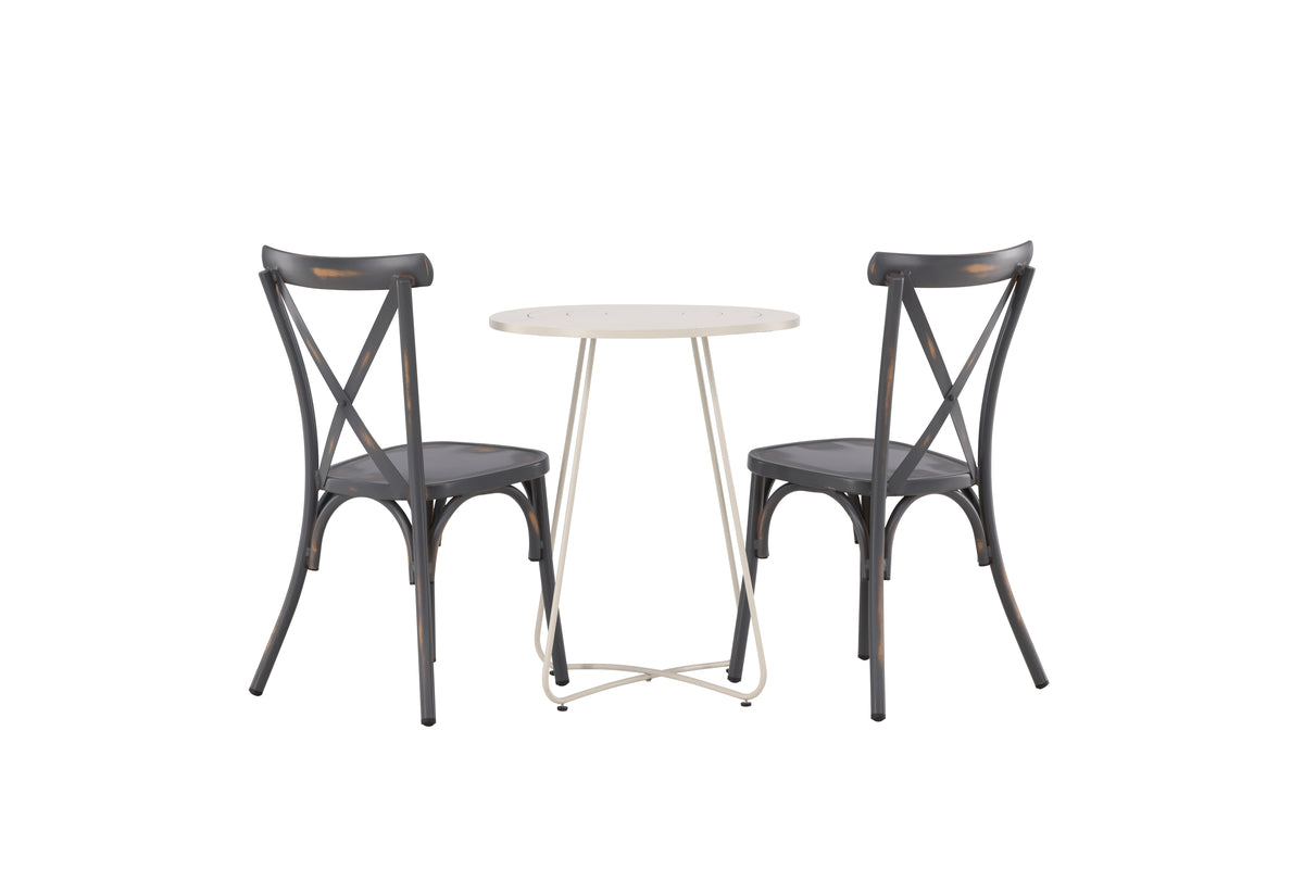 Venture Design Tablas & Bacong Matstolar 2-pack Mörkgrå + Cafebord ⌀60 Beige