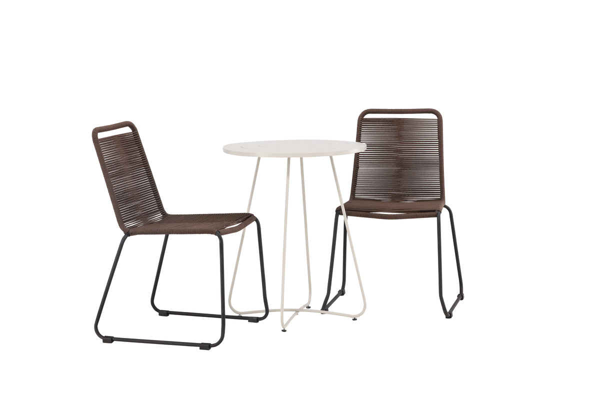Venture Design Lindos & Bacong Matstolar 2-pack Brun/Svart + Cafebord ⌀60 Beige