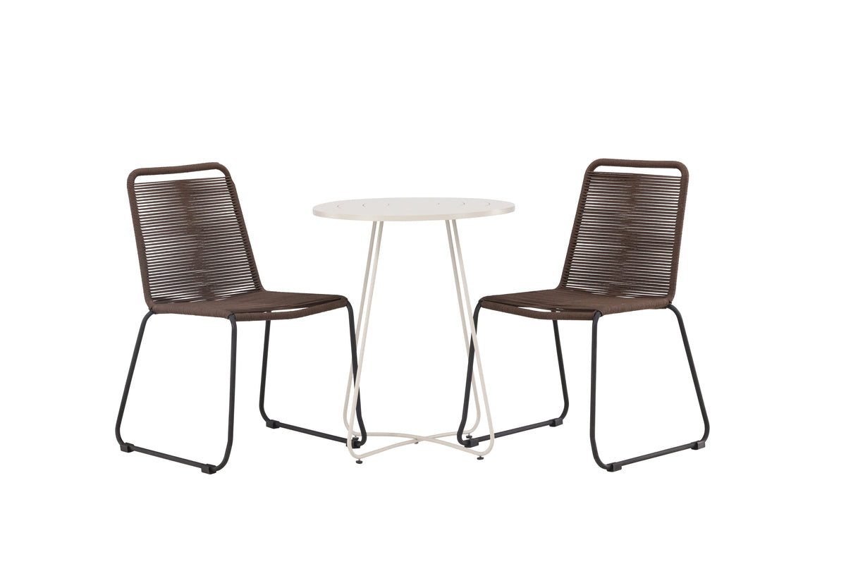Venture Design Lindos & Bacong Matstolar 2-pack Brun/Svart + Cafebord ⌀60 Beige