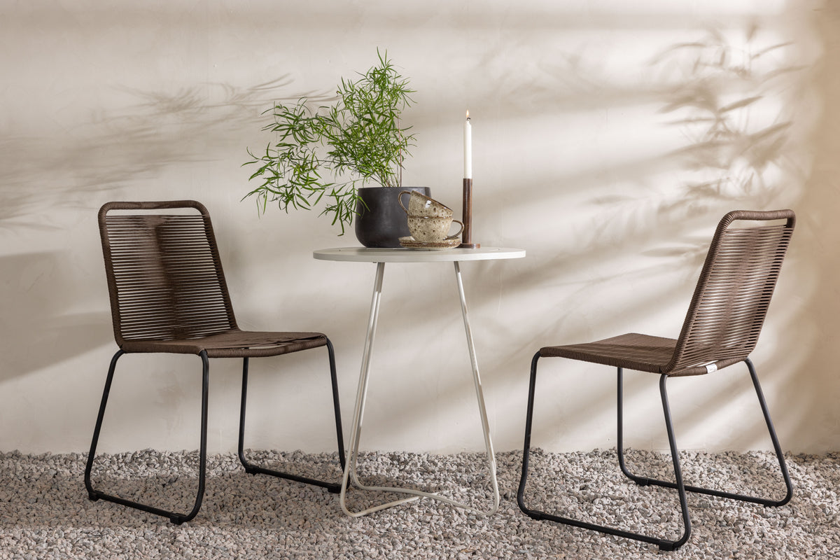 Venture Design Lindos & Bacong Matstolar 2-pack Brun/Svart + Cafebord ⌀60 Beige