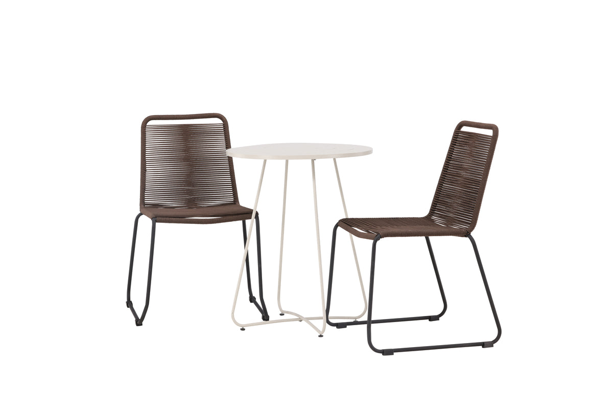 Venture Design Lindos & Bacong Matstolar 2-pack Brun/Svart + Cafebord ⌀60 Beige