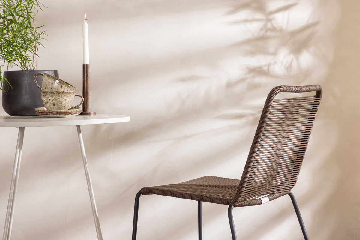Venture Design Lindos & Bacong Matstolar 2-pack Brun/Svart + Cafebord ⌀60 Beige