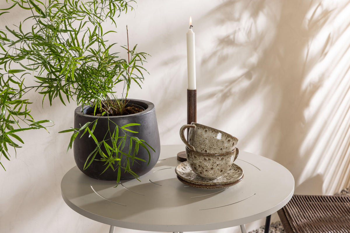 Venture Design Lindos & Bacong Matstolar 2-pack Brun/Svart + Cafebord ⌀60 Beige
