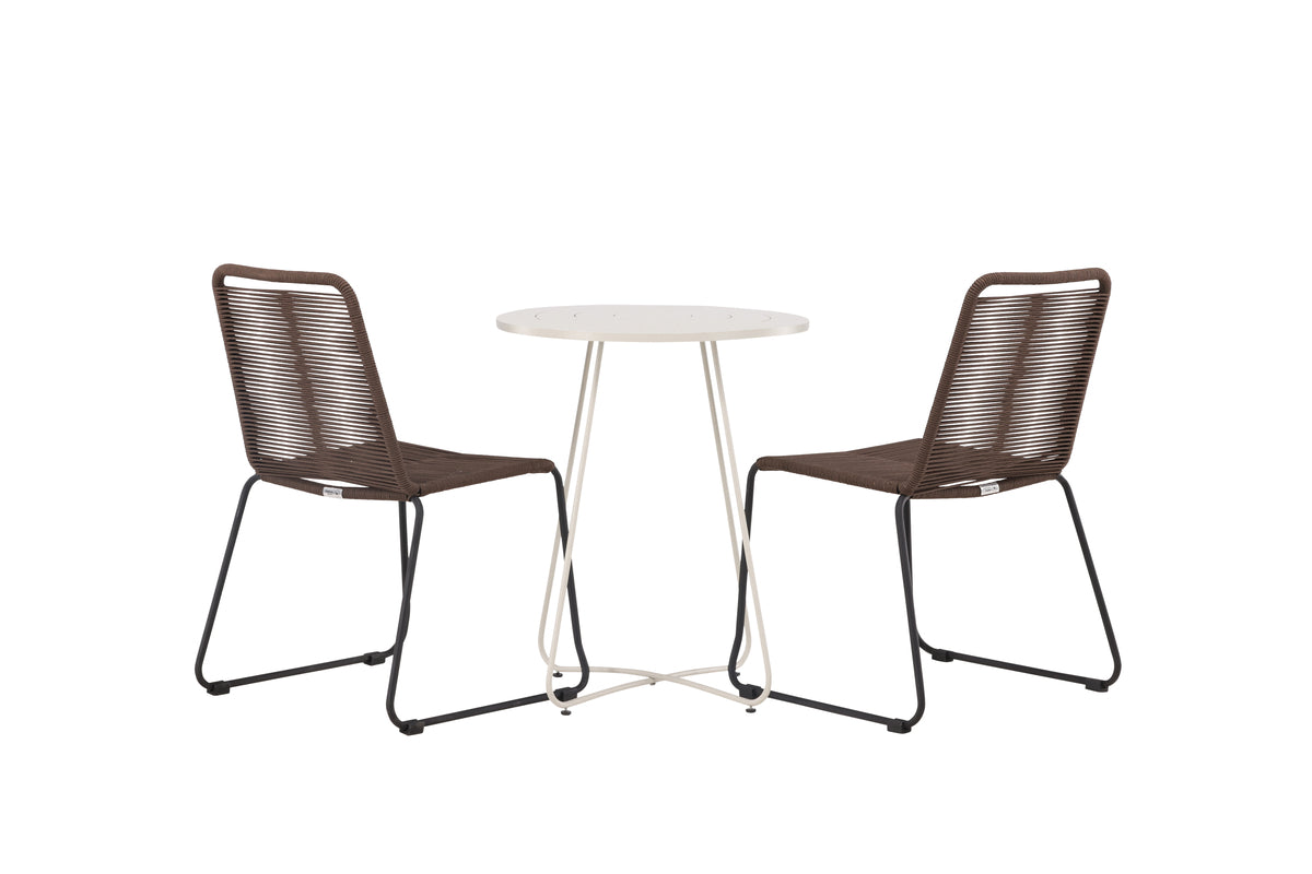 Venture Design Lindos & Bacong Matstolar 2-pack Brun/Svart + Cafebord ⌀60 Beige
