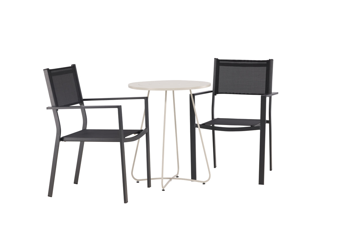 Venture Design Copacabana & Bacong Matstolar 2-pack Svart + Cafebord ⌀60 Beige