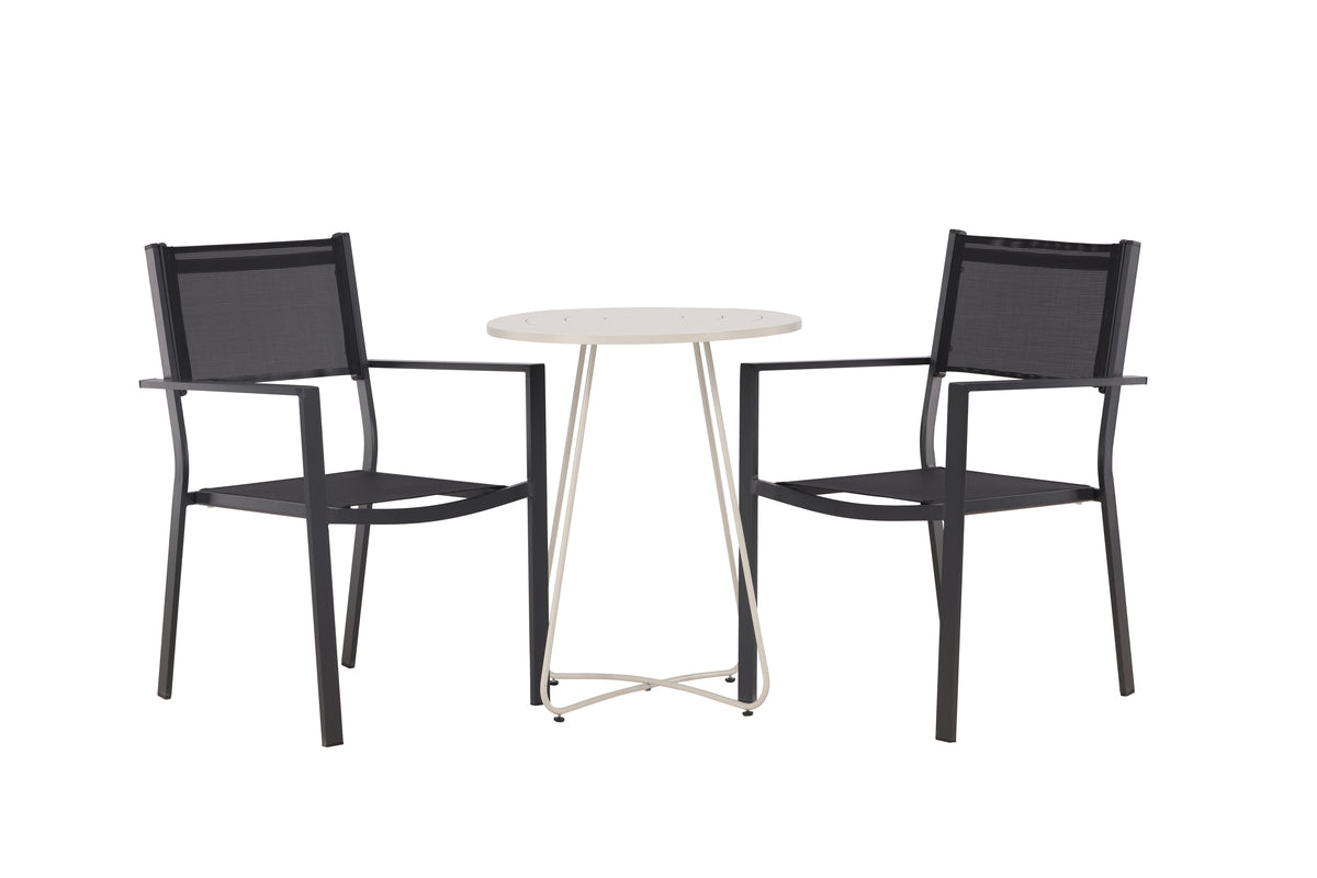 Venture Design Copacabana & Bacong Matstolar 2-pack Svart + Cafebord ⌀60 Beige