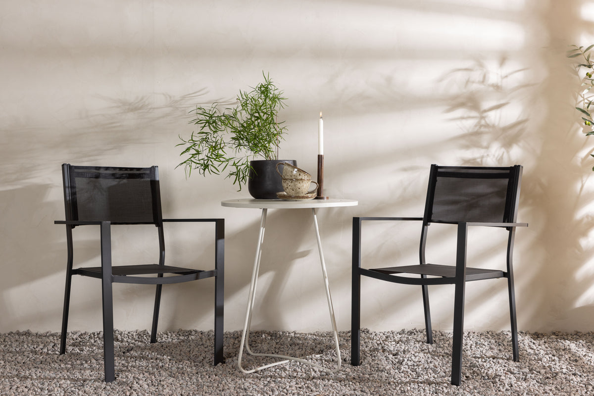 Venture Design Copacabana & Bacong Matstolar 2-pack Svart + Cafebord ⌀60 Beige
