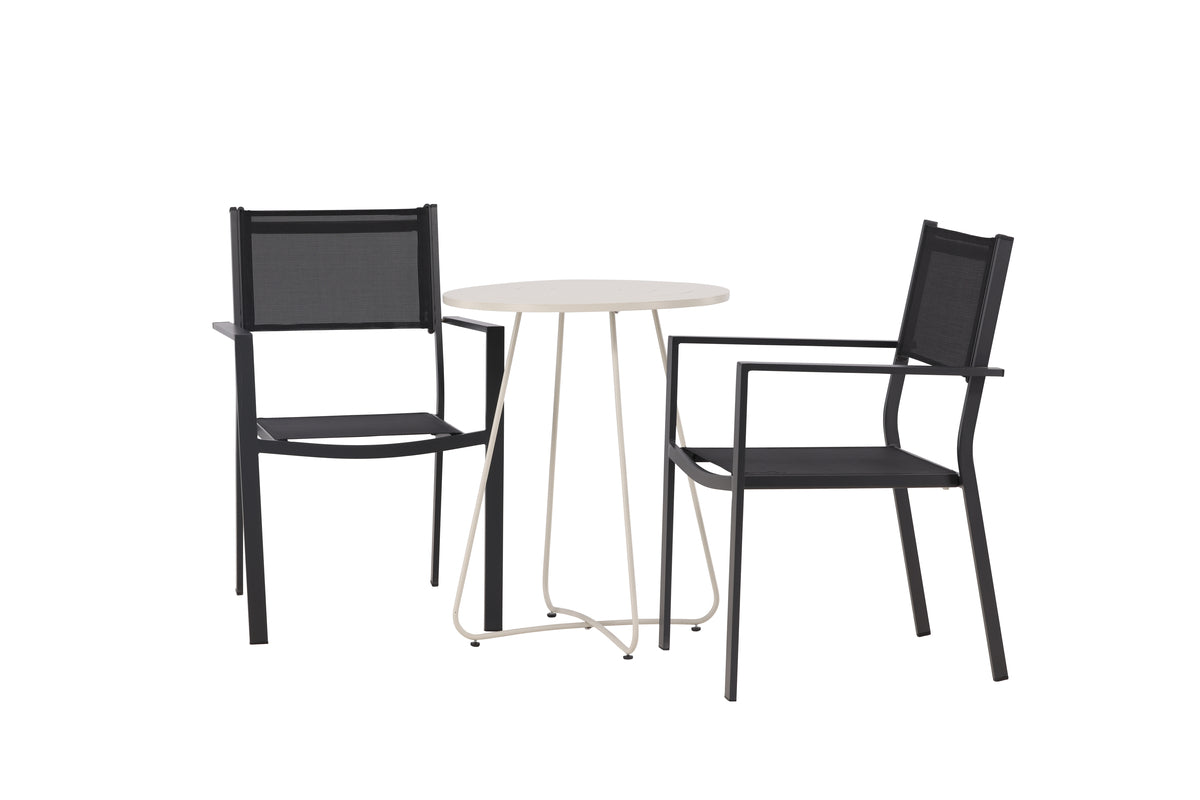 Venture Design Copacabana & Bacong Matstolar 2-pack Svart + Cafebord ⌀60 Beige