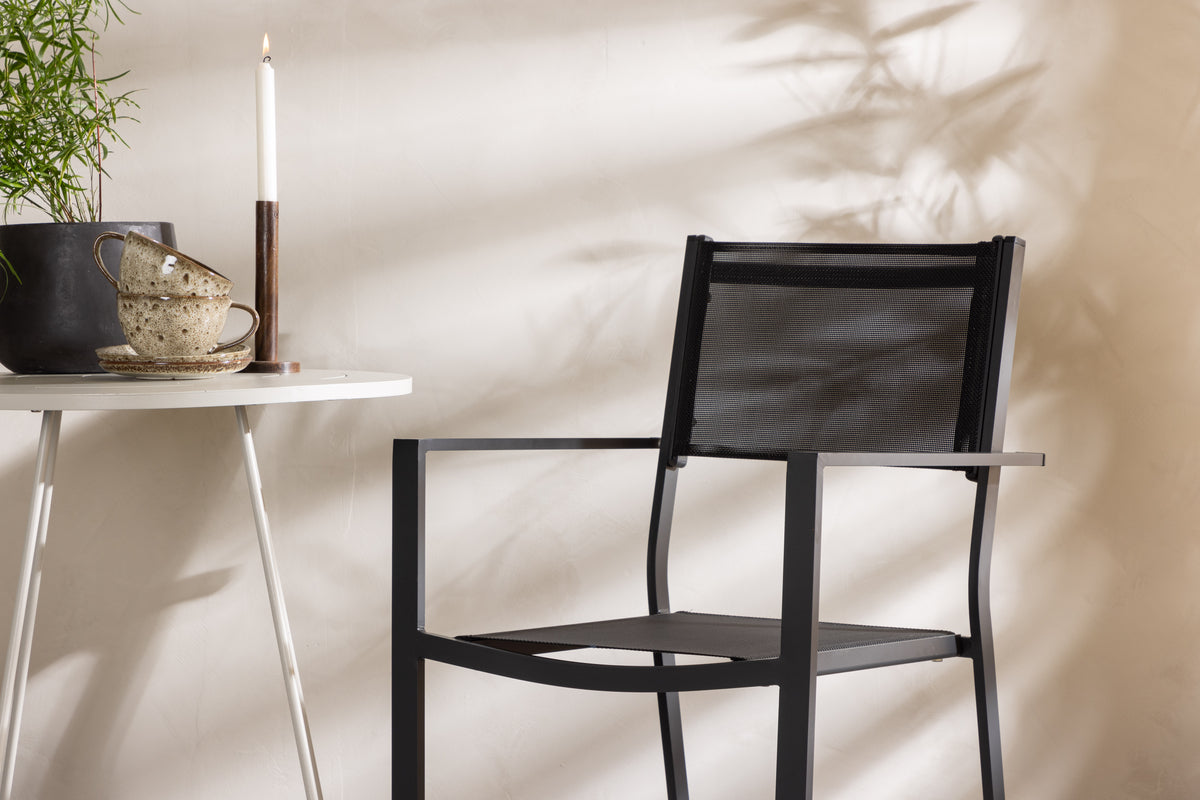 Venture Design Copacabana & Bacong Matstolar 2-pack Svart + Cafebord ⌀60 Beige