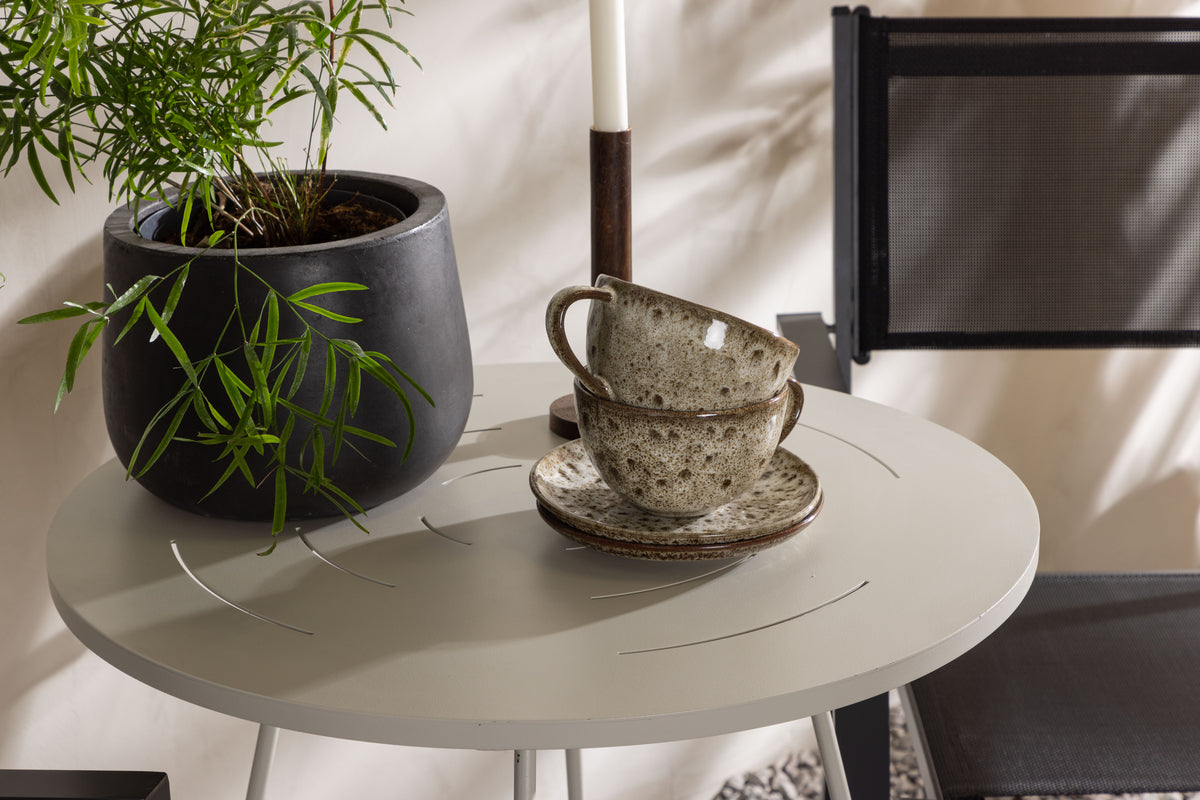 Venture Design Copacabana & Bacong Matstolar 2-pack Svart + Cafebord ⌀60 Beige