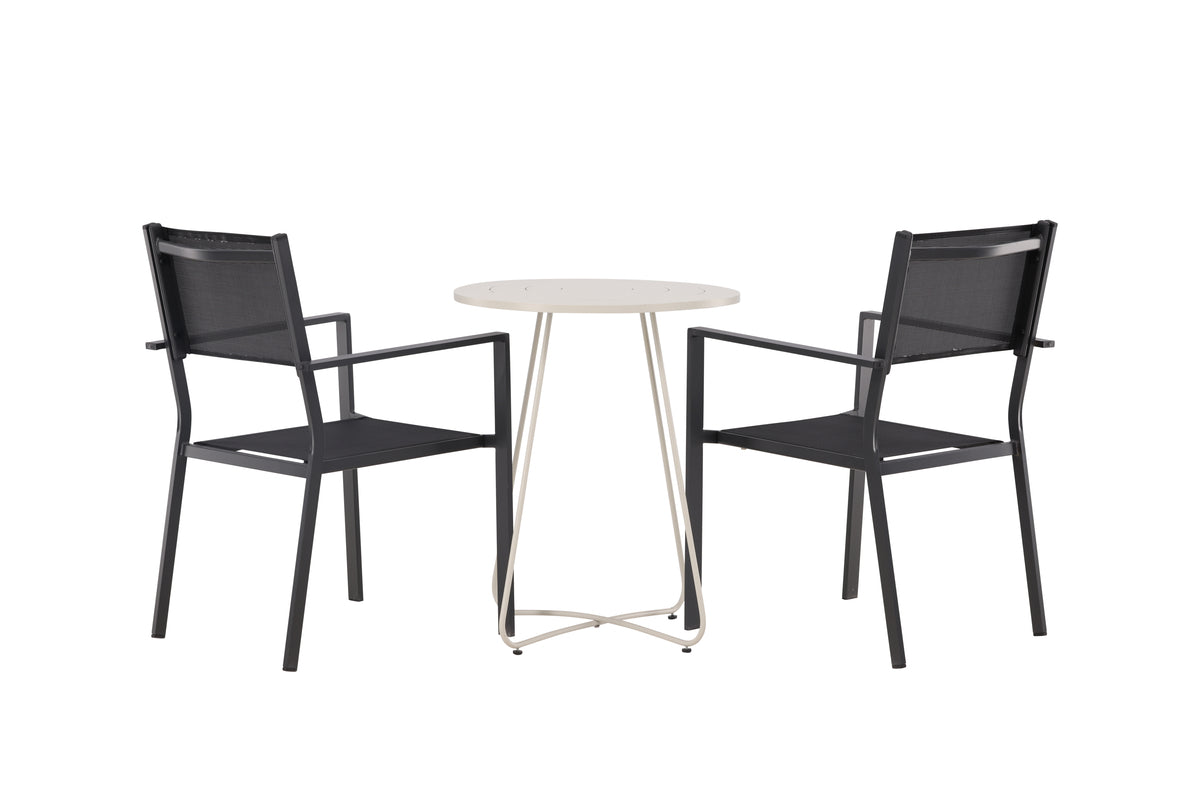 Venture Design Copacabana & Bacong Matstolar 2-pack Svart + Cafebord ⌀60 Beige