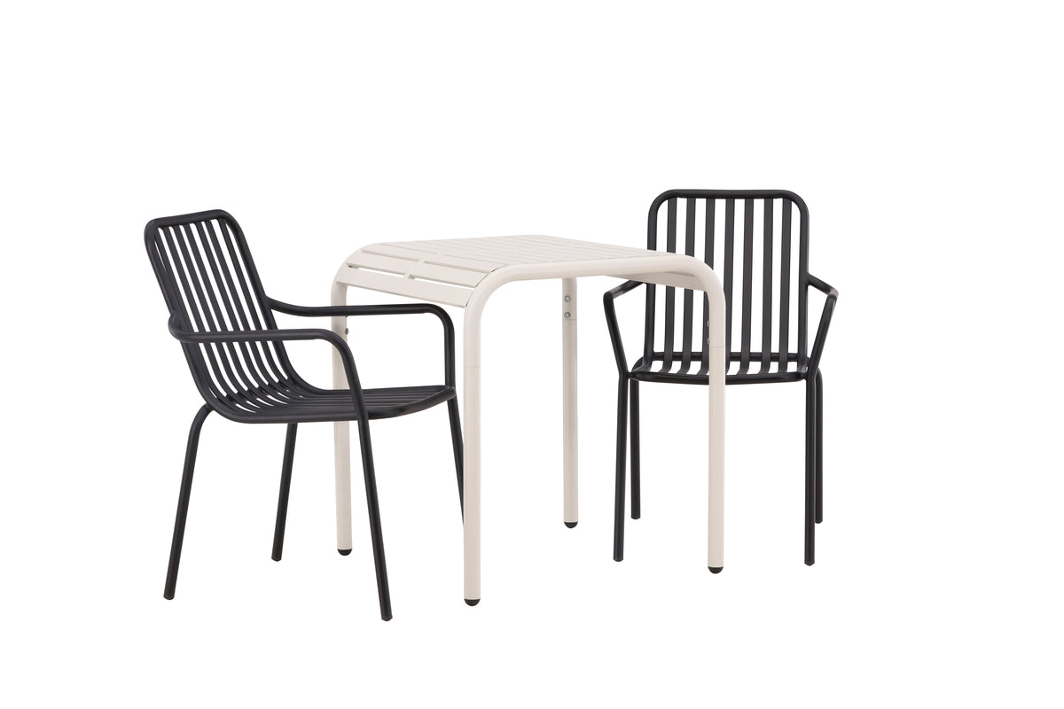 Venture Design Borneo & Peking Cafebord 70 x 70 Beige + Matstolar 2-pack Svart