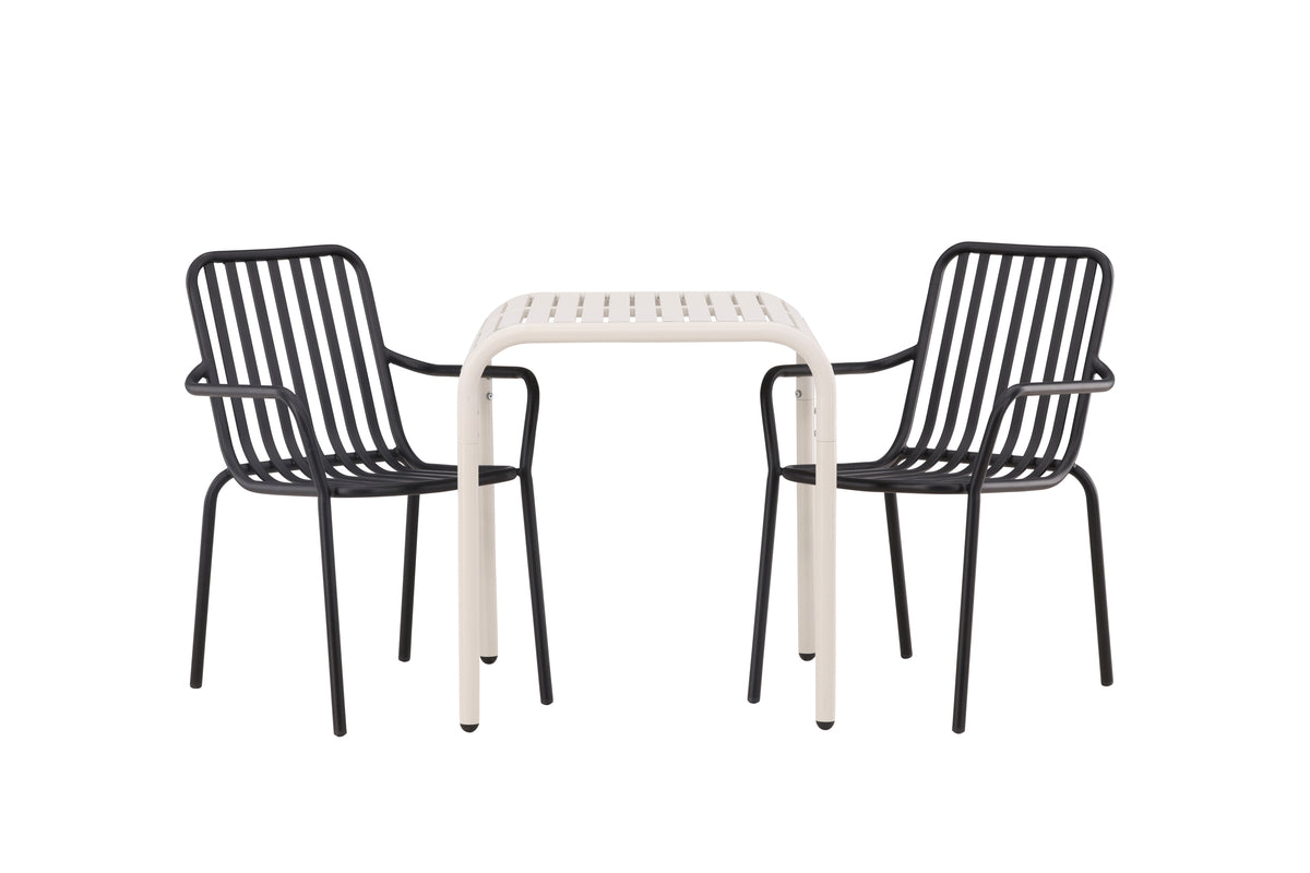 Venture Design Borneo & Peking Cafebord 70 x 70 Beige + Matstolar 2-pack Svart