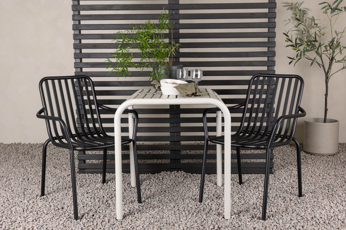 Venture Design Borneo & Peking Cafebord 70 x 70 Beige + Matstolar 2-pack Svart