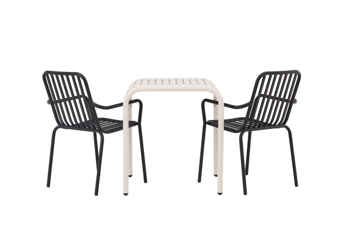 Venture Design Borneo & Peking Cafebord 70 x 70 Beige + Matstolar 2-pack Svart