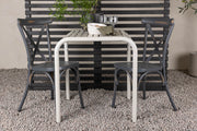 Venture Design Borneo & Tablas Cafebord 70 x 70 Beige + Matstolar 2-pack Mörkgrå