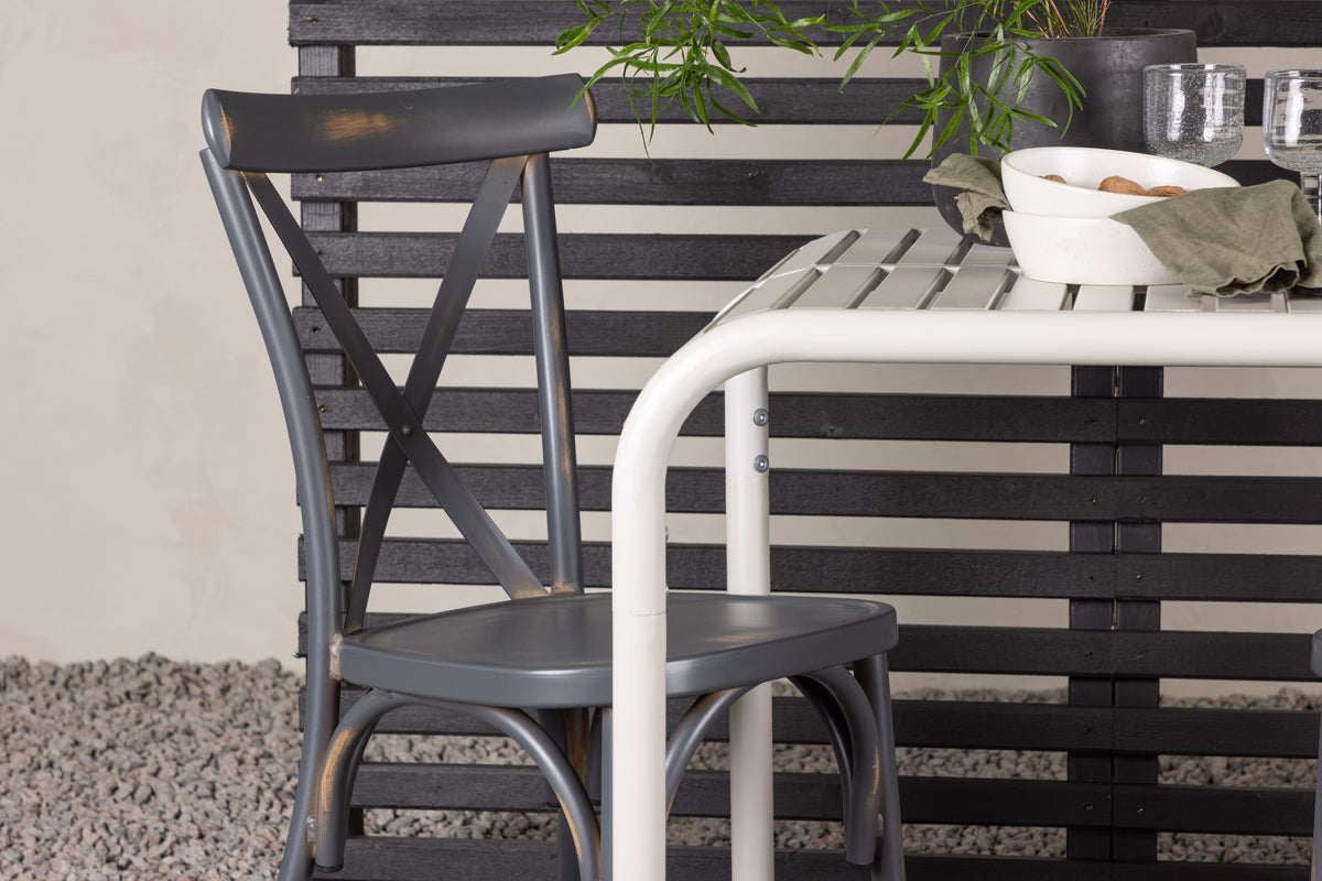 Venture Design Borneo & Tablas Cafebord 70 x 70 Beige + Matstolar 2-pack Mörkgrå