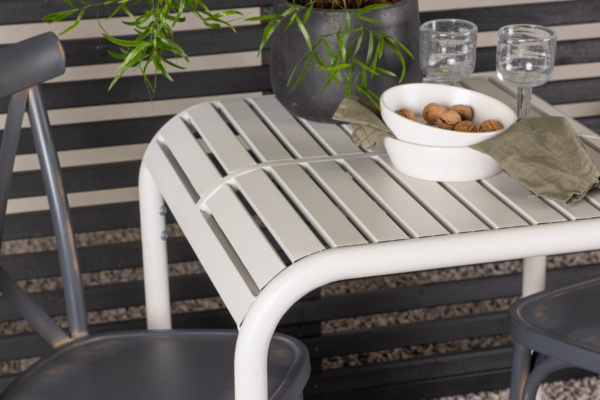 Venture Design Borneo & Tablas Cafebord 70 x 70 Beige + Matstolar 2-pack Mörkgrå