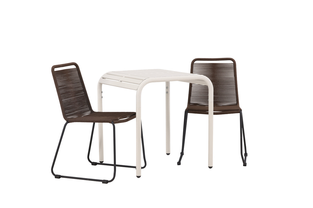 Venture Design Borneo & Lindos Cafebord 70 x 70 Beige + Matstolar 2-pack Brun/Svart