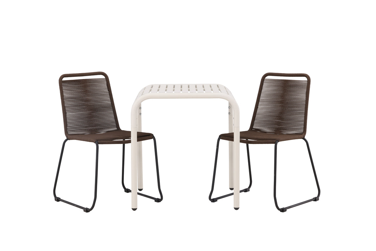 Venture Design Borneo & Lindos Cafebord 70 x 70 Beige + Matstolar 2-pack Brun/Svart