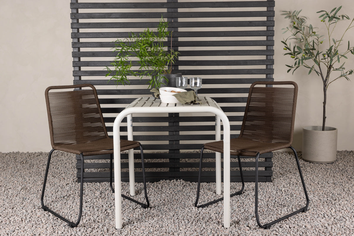 Venture Design Borneo & Lindos Cafebord 70 x 70 Beige + Matstolar 2-pack Brun/Svart