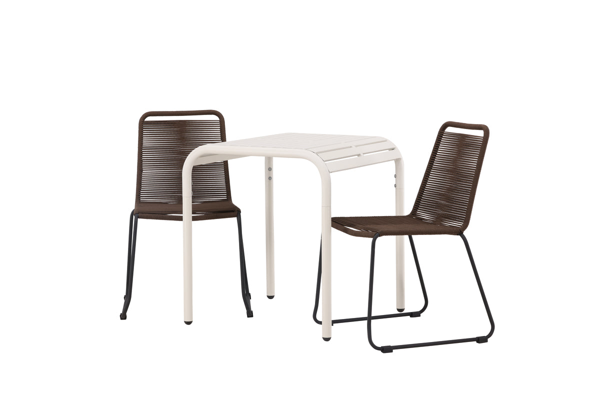 Venture Design Borneo & Lindos Cafebord 70 x 70 Beige + Matstolar 2-pack Brun/Svart
