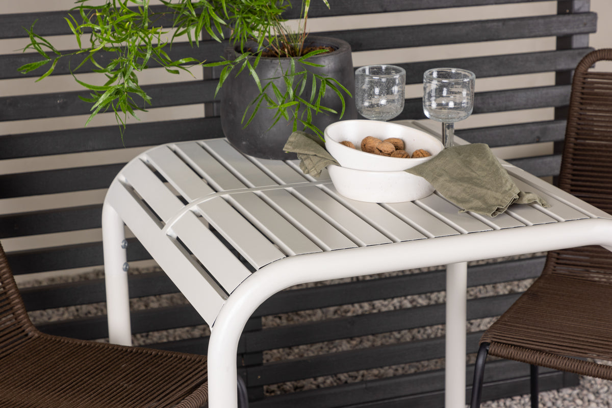 Venture Design Borneo & Lindos Cafebord 70 x 70 Beige + Matstolar 2-pack Brun/Svart