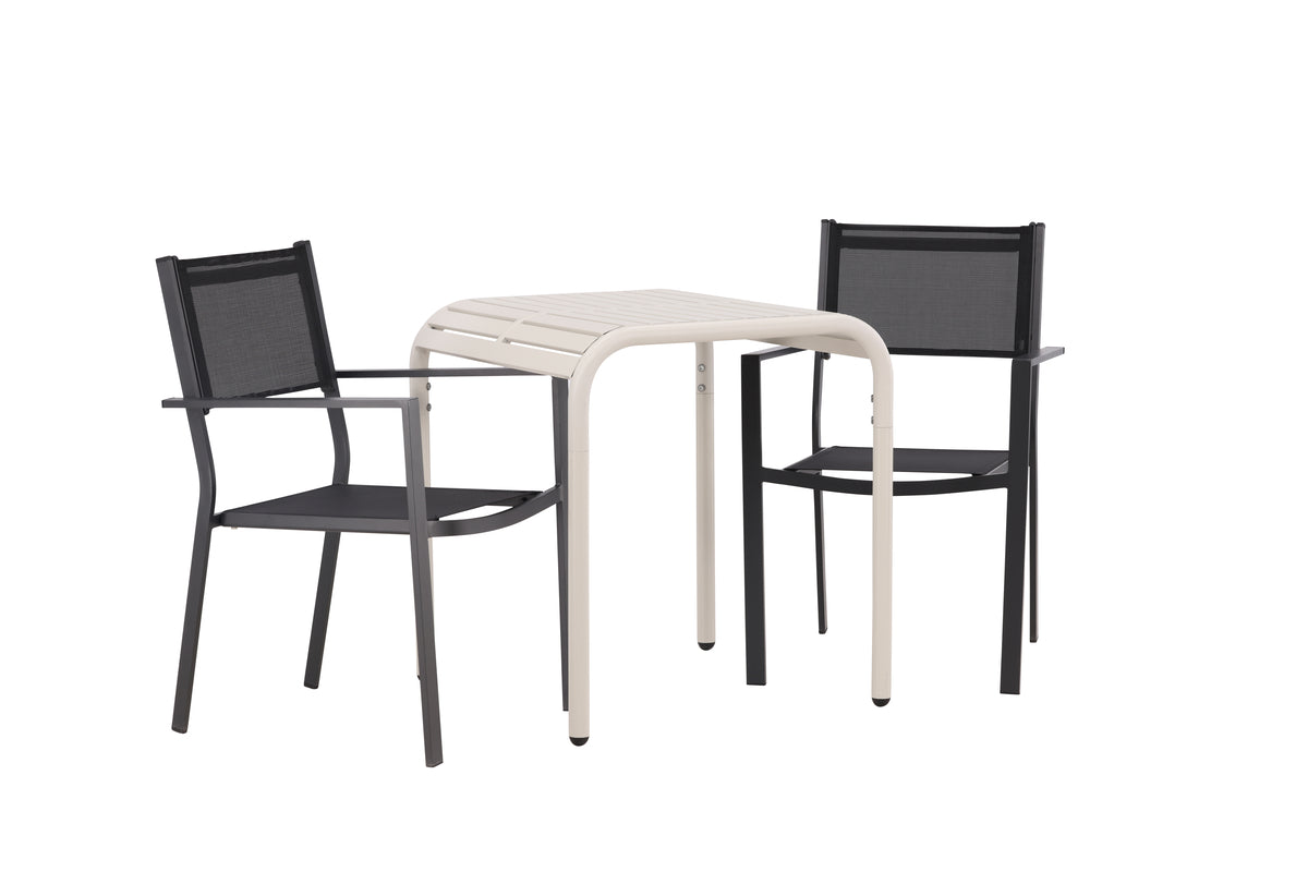 Venture Design Copacabana & Borneo Matstolar 2-pack Svart + Cafebord 70 x 70 Beige
