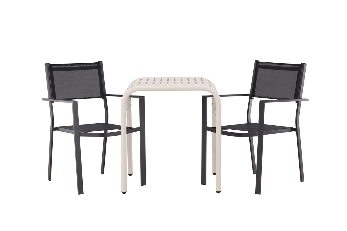 Venture Design Copacabana & Borneo Matstolar 2-pack Svart + Cafebord 70 x 70 Beige