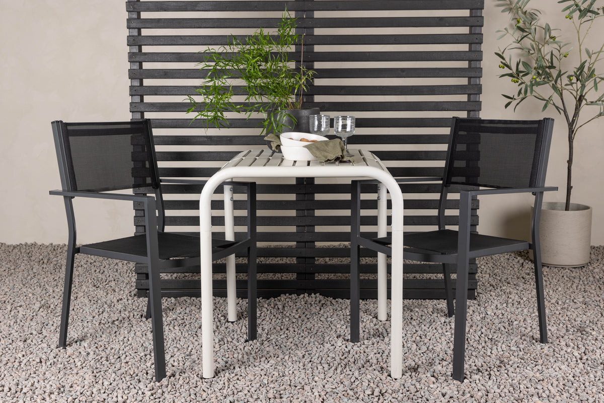 Venture Design Copacabana & Borneo Matstolar 2-pack Svart + Cafebord 70 x 70 Beige