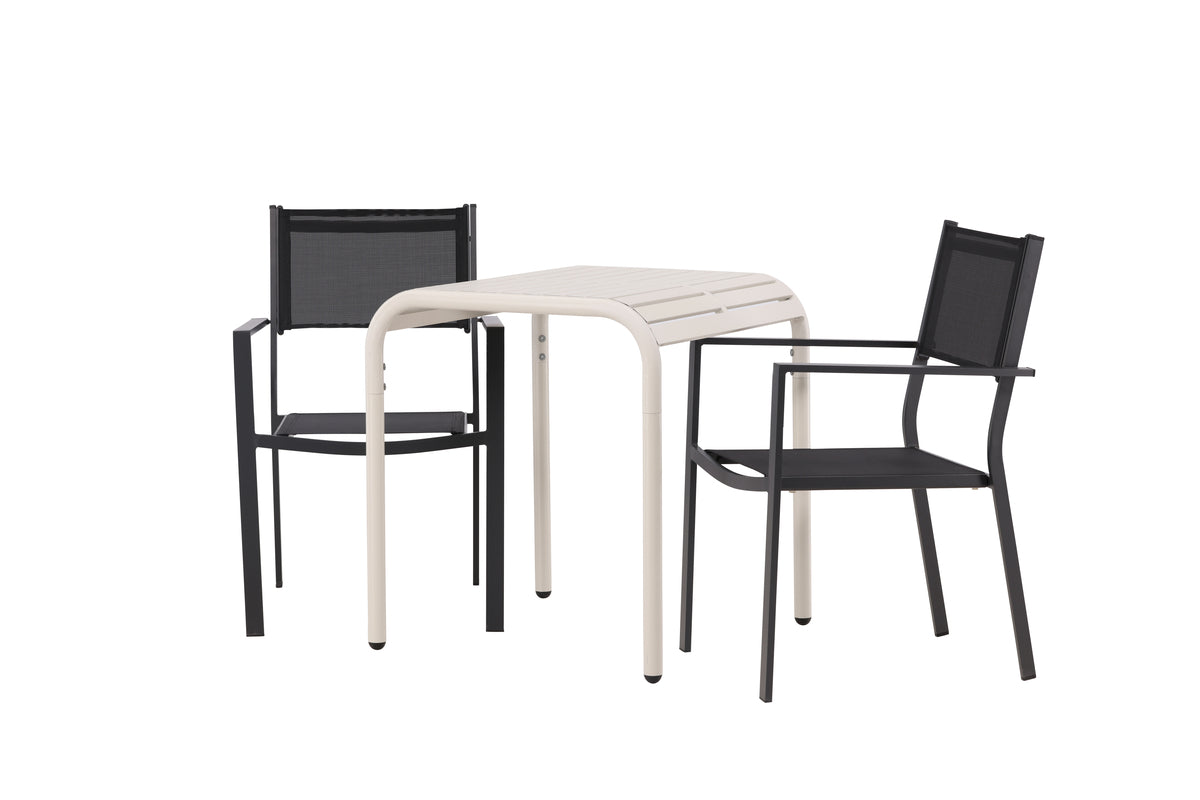 Venture Design Copacabana & Borneo Matstolar 2-pack Svart + Cafebord 70 x 70 Beige