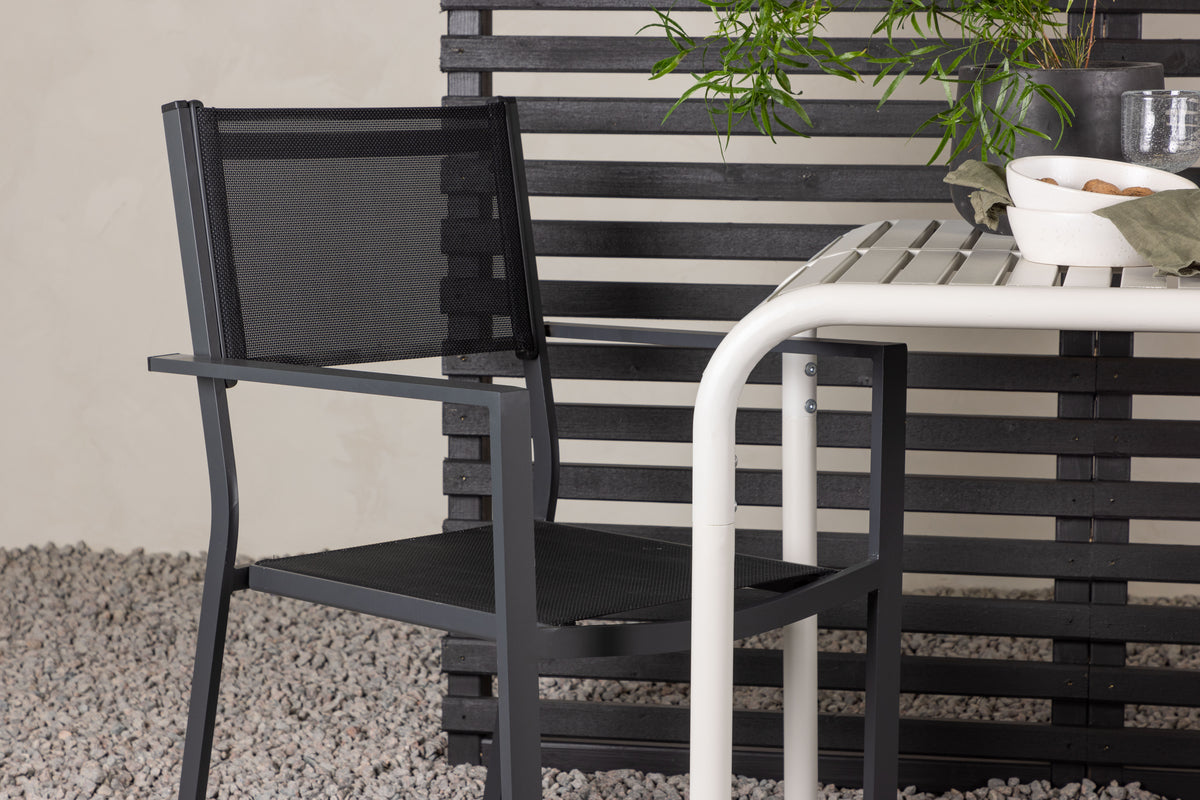 Venture Design Copacabana & Borneo Matstolar 2-pack Svart + Cafebord 70 x 70 Beige