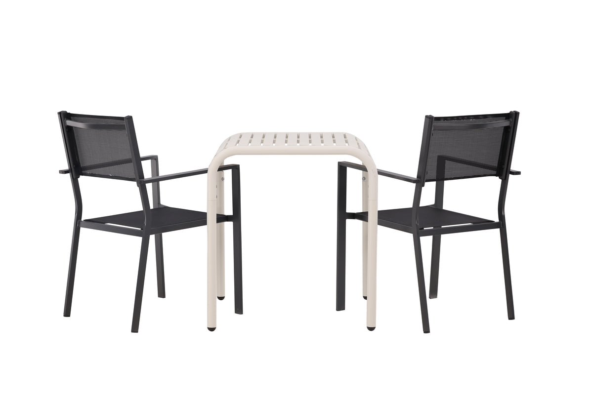 Venture Design Copacabana & Borneo Matstolar 2-pack Svart + Cafebord 70 x 70 Beige