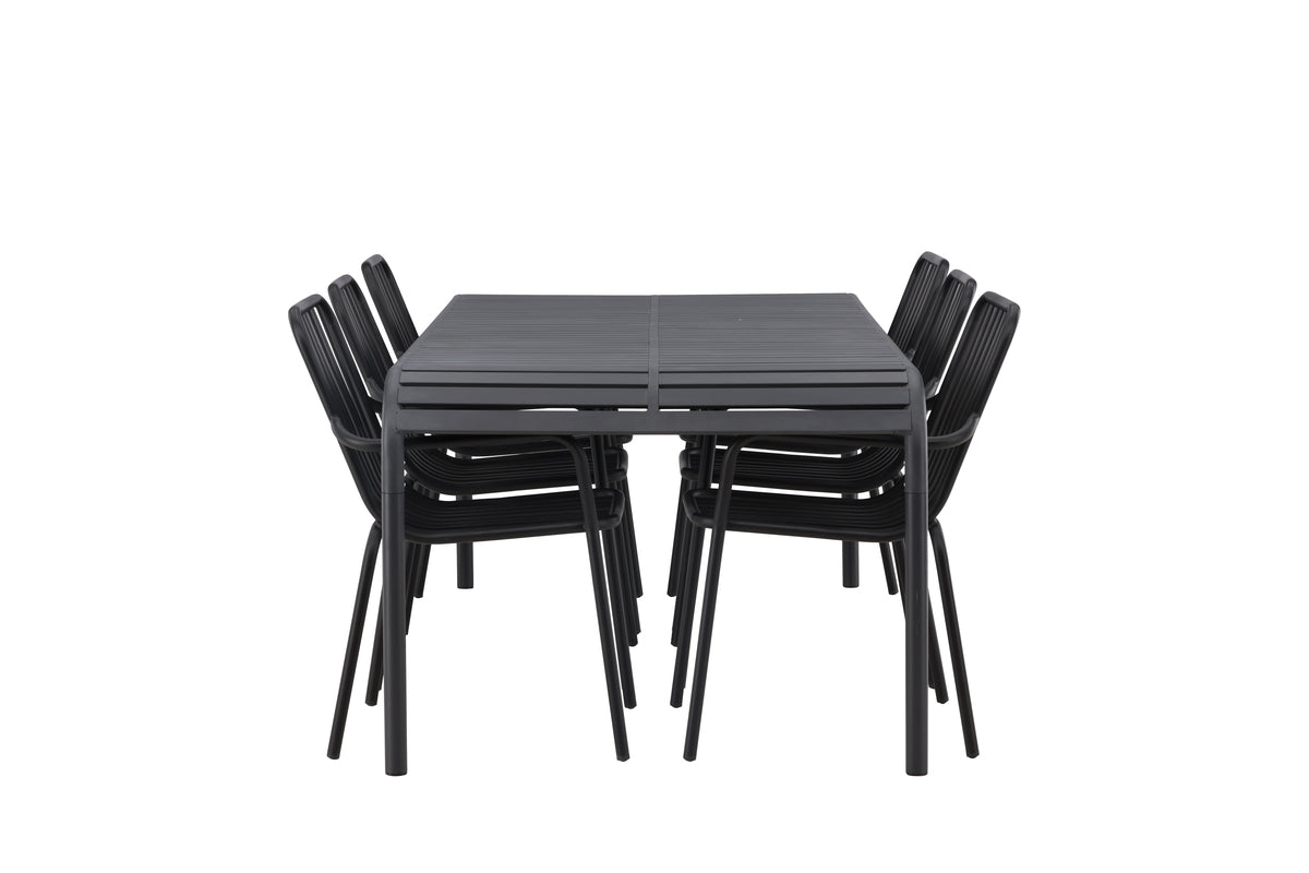 Venture Design Borneo & Peking Rektangulära Matbord 100 x 200 Antracit + Matstolar 2-pack Svart