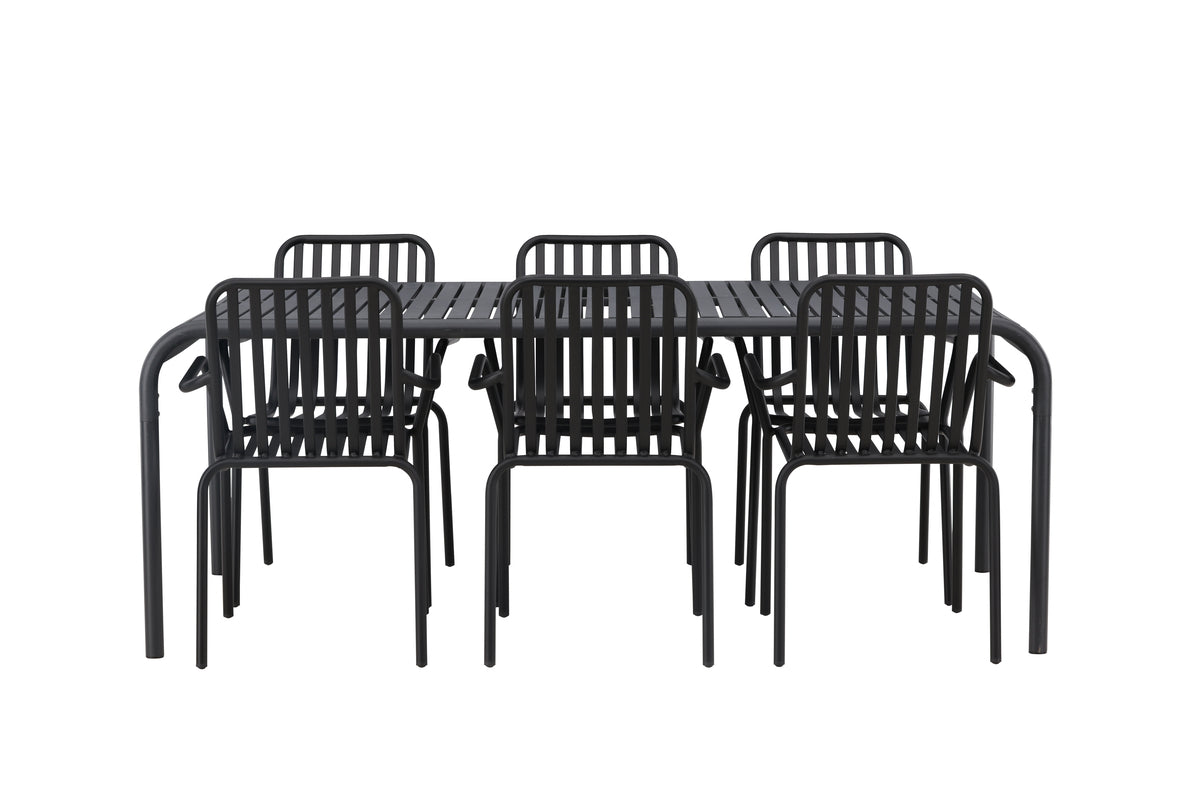 Venture Design Borneo & Peking Rektangulära Matbord 100 x 200 Antracit + Matstolar 2-pack Svart