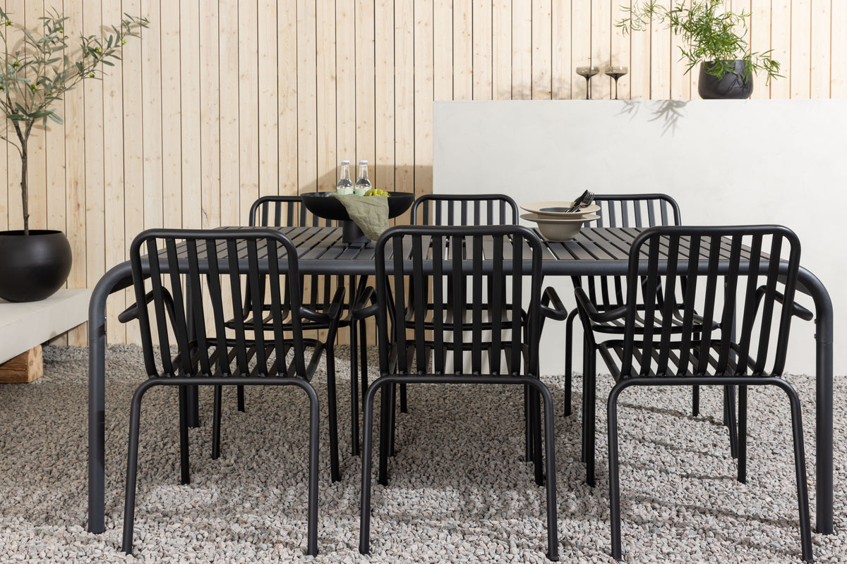 Venture Design Borneo & Peking Rektangulära Matbord 100 x 200 Antracit + Matstolar 2-pack Svart