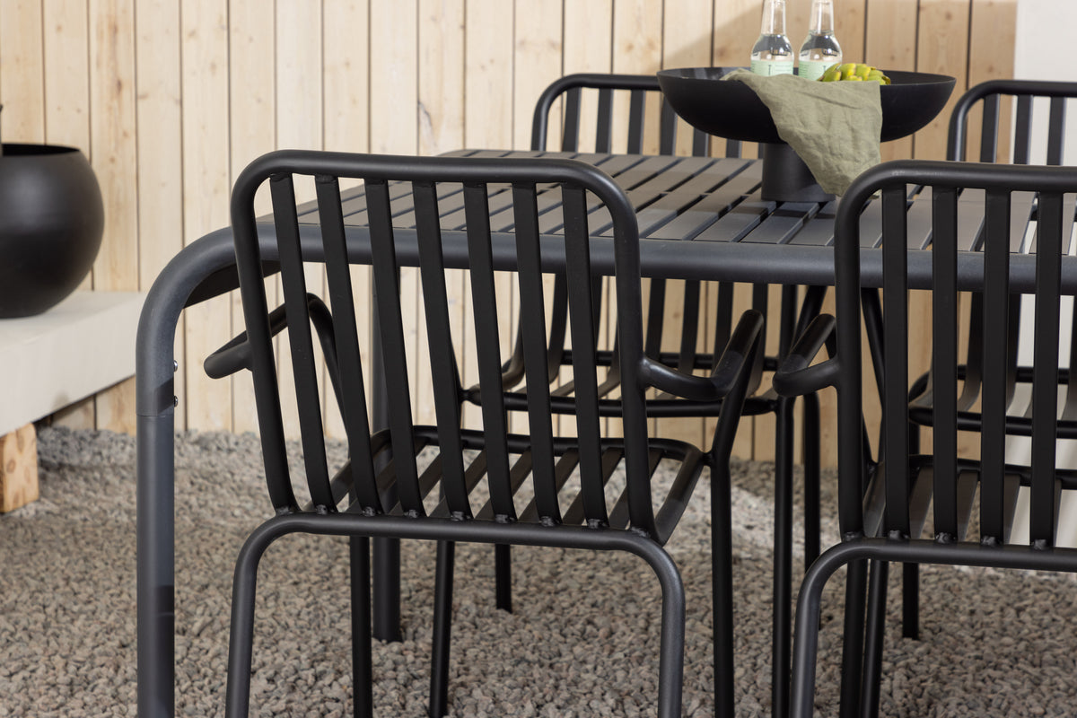 Venture Design Borneo & Peking Rektangulära Matbord 100 x 200 Antracit + Matstolar 2-pack Svart