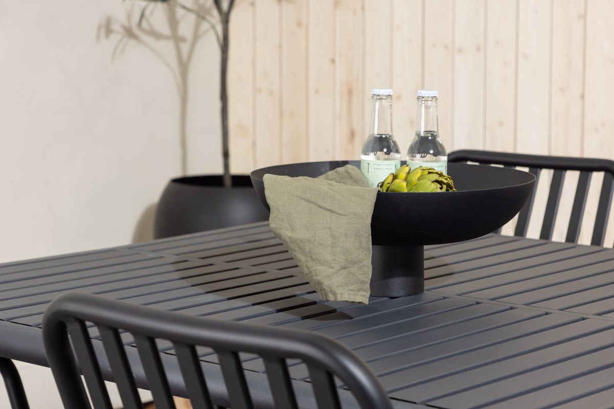 Venture Design Borneo & Peking Rektangulära Matbord 100 x 200 Antracit + Matstolar 2-pack Svart