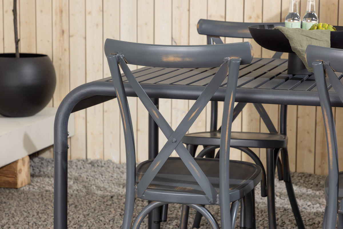 Venture Design Borneo & Tablas Rektangulära Matbord 200 x 100 Svart + Matstolar 2-pack Mörkgrå