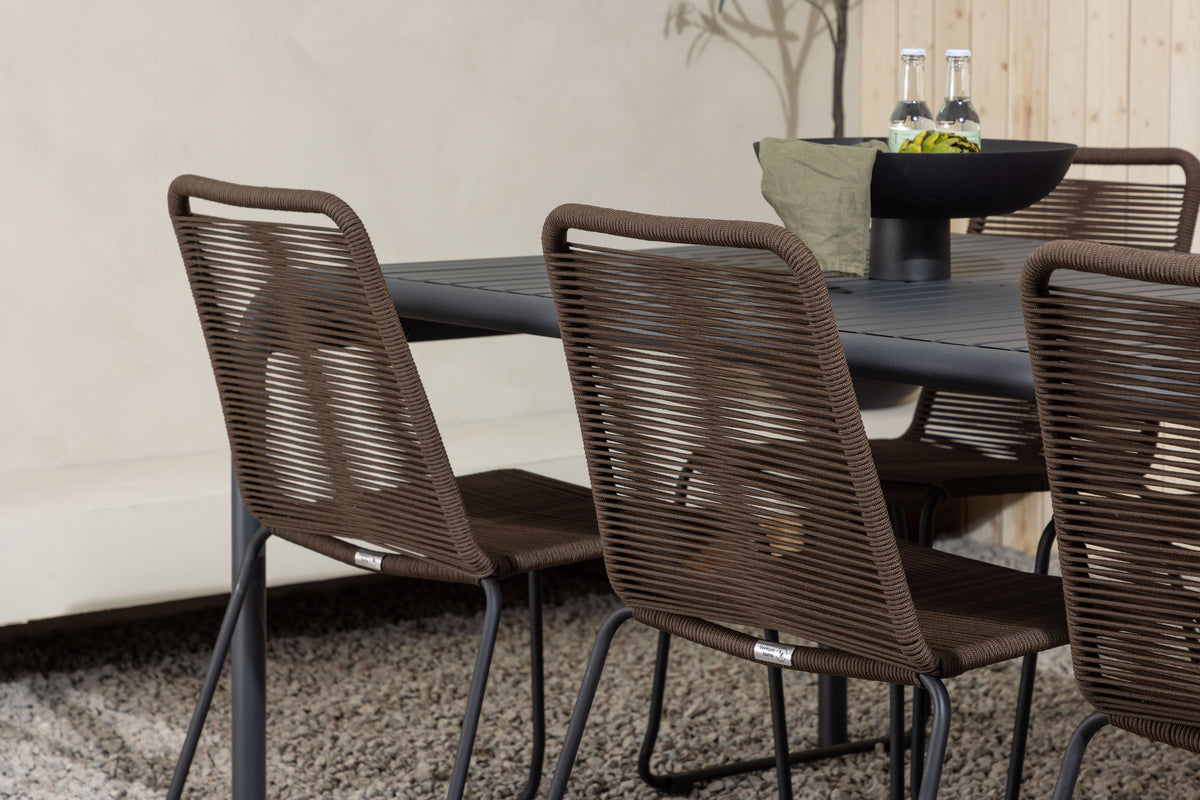 Venture Design Borneo & Lindos Rektangulära Matbord 200 x 100 Svart + Matstolar 2-pack Brun/Svart