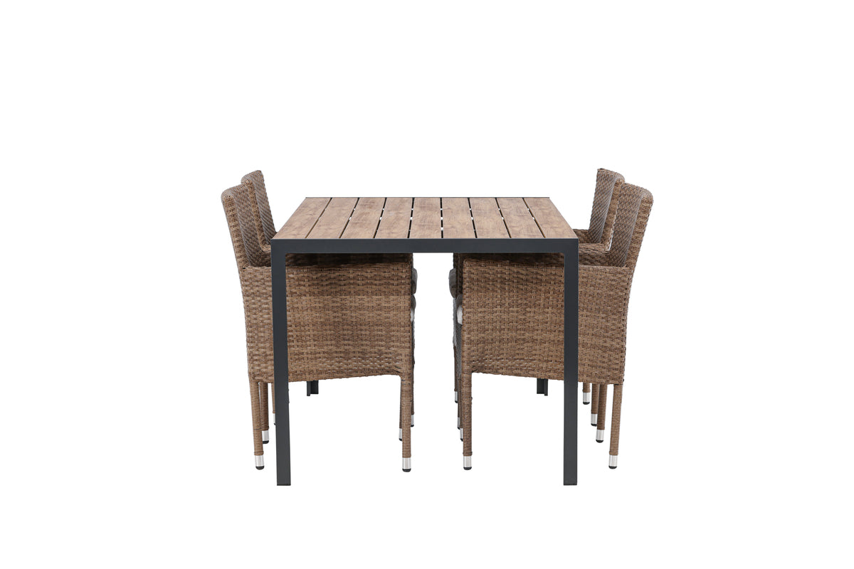 Venture Design Malina & Break Matstolar 2-pack Natur + Rektangulära Matbord 150 x 90 Svart