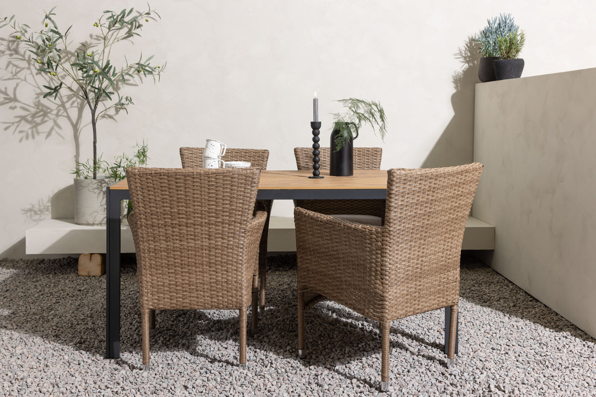 Venture Design Malina & Break Matstolar 2-pack Natur + Rektangulära Matbord 150 x 90 Svart