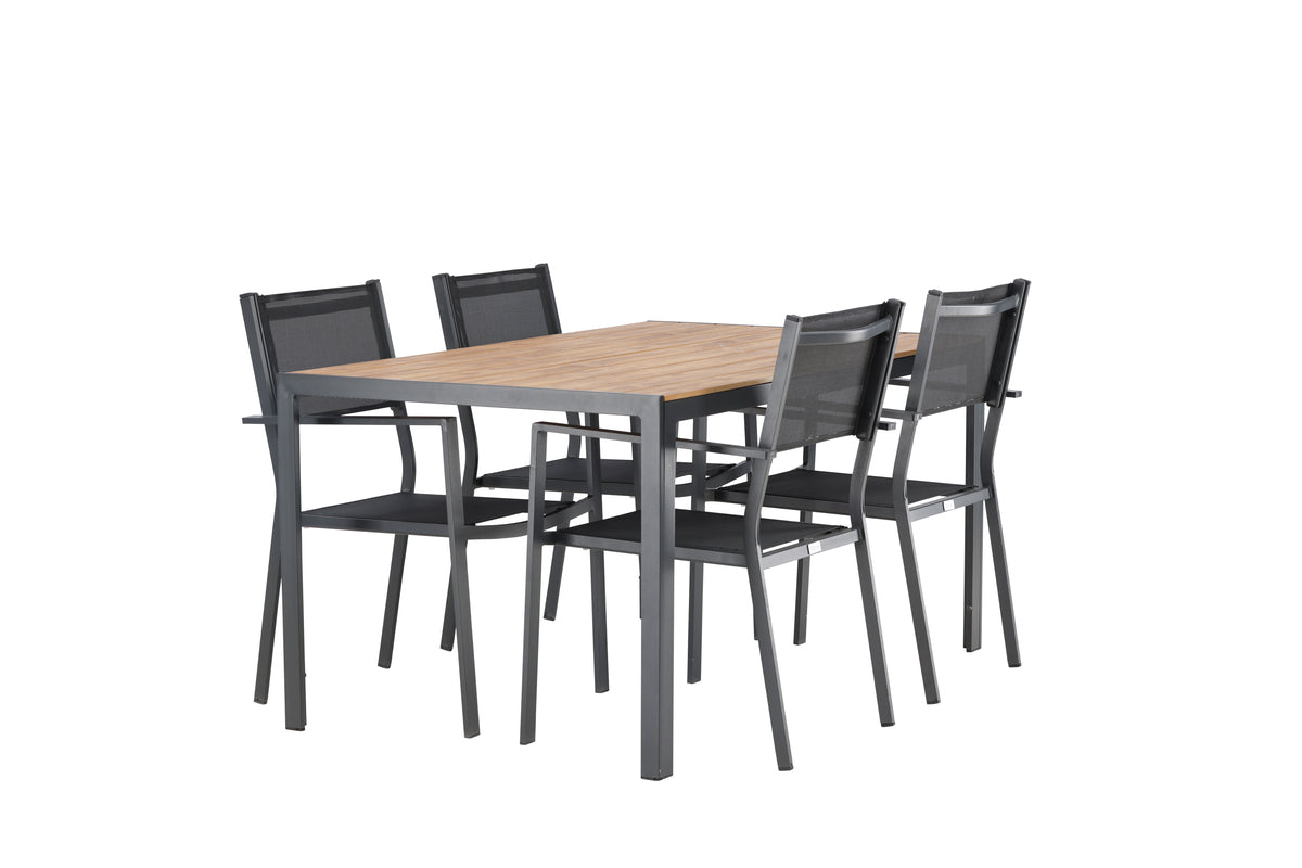 Venture Design Copacabana & Break Matstolar 2-pack Svart + Rektangulära Matbord 150 x 90 Svart