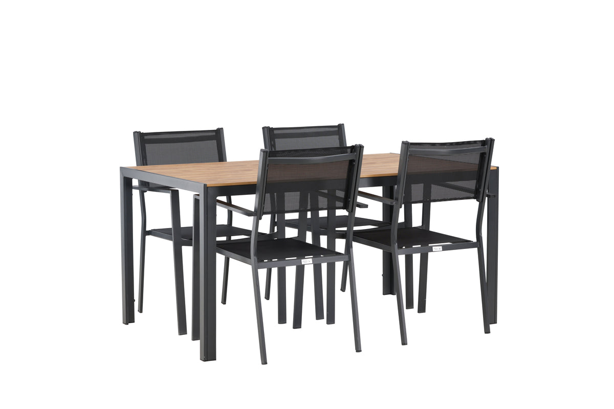Venture Design Copacabana & Break Matstolar 2-pack Svart + Rektangulära Matbord 150 x 90 Svart